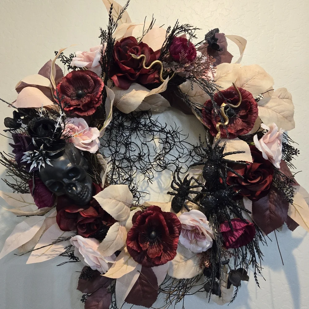 Halloween Wreath by Ashland Skulls Snakes and Spiders With Haunting Beauty